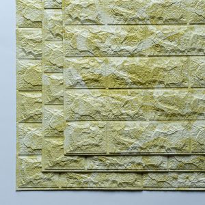 3D tapete brusena krem cigla prikaz iz ptičije perspektive koji pruža pogled na kombinaciju više panela za realističan zid u stilu prelevenih boja brušene krem cigle.