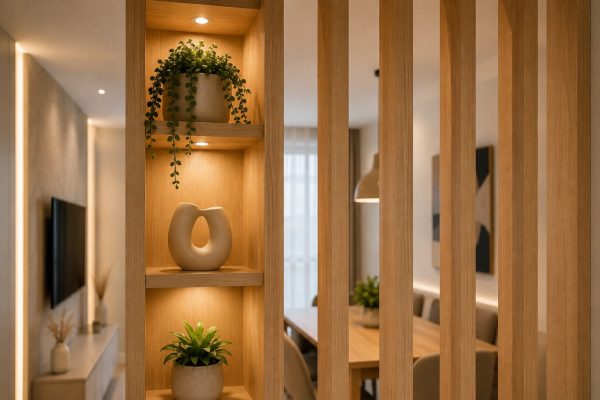 Pregradni zid od letvica - Natural Oak