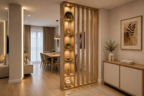 Pregradni zid od letvica - Natural Oak