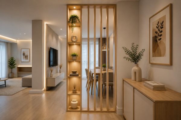 Pregradni zid od letvica - Natural Oak