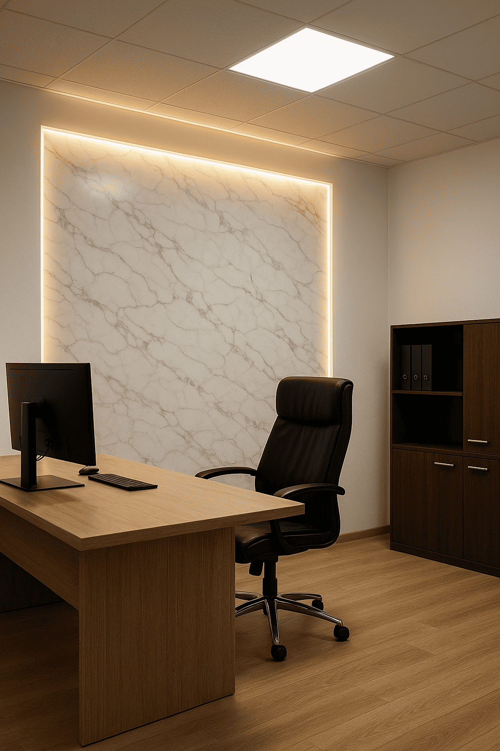 PVC panel "Bianko" za kancelariju sa LED rasvetom.