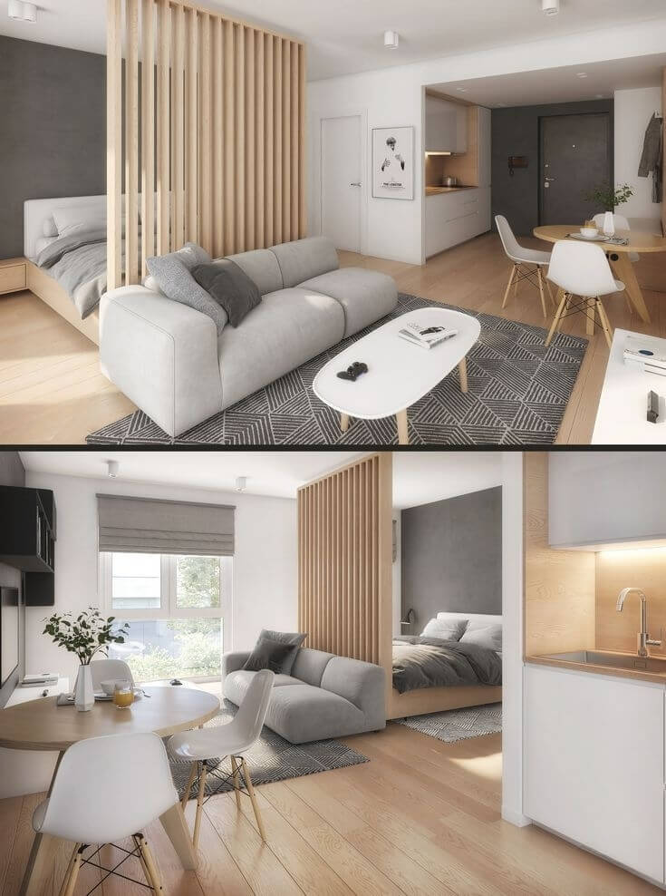 Uradi sam sobna pregrada, u svetloj boji drveta za spavaće sobe i apartmane.