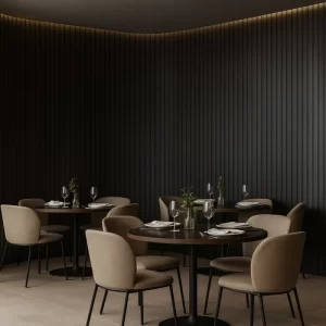 3D Dekorativni zidni paneli - Deep Noir je fleksibilni panel koji se zahvaljujući uklopnom sistemu prilagođava i zakrivljenim, neravnim površinama poput stubova i valovitih zidova.