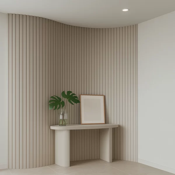 3D Dekorativni zidni paneli - Premium Beige 3D Dekorativni zidni paneli - Premium Beige je fleksibilni panel koji se zahvaljujući uklopnom sistemu prilagođava i zakrivljenim, neravnim površinama poput stubova i valovitih zidova.