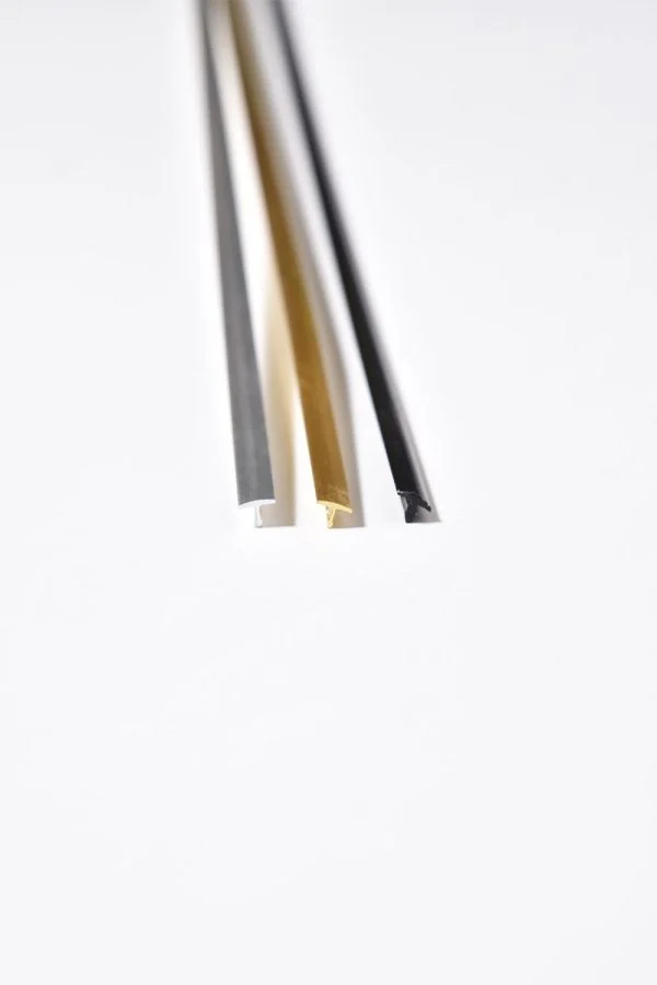 Aluminijumska prelazna lajsna za zidne panele 3 mm, zlatna, srebrna i crna