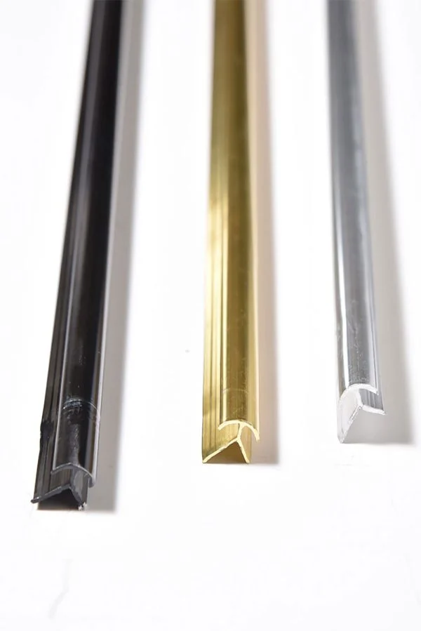 Aluminijumska ugaona lajsna za zidne panele 3 mm, zlatna, srebrna i crna