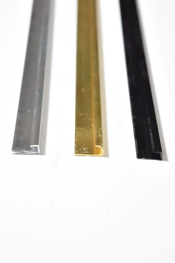 Aluminijumska završna lajsna za zidne panele 3 mm, zlatna, srebrna i crna