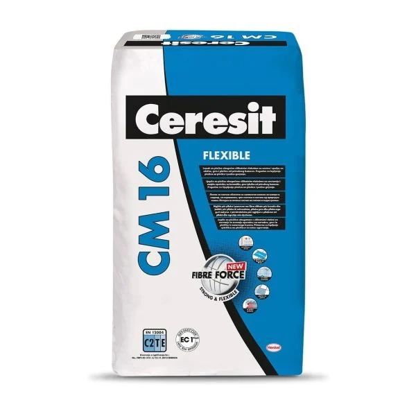 Ceresit CM 16 Flex – fleksibilni lepak za fleksibilni kamen i keramiku, enterijer i fasada, 25 kg