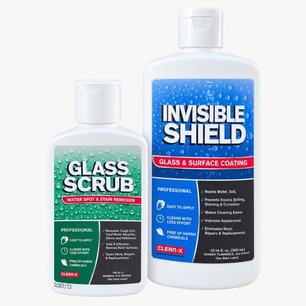 Clean-X komplet – Invisible Shield premaz protiv kamenca 300 ml + Glass Scrub pasta 100 ml